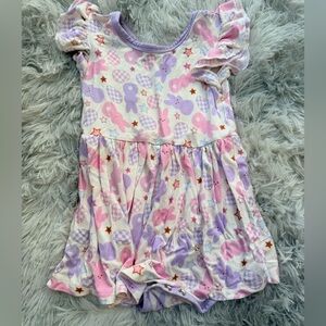 Toddler Girl Purple and Pink Bunny Bamboo Twirl Dress